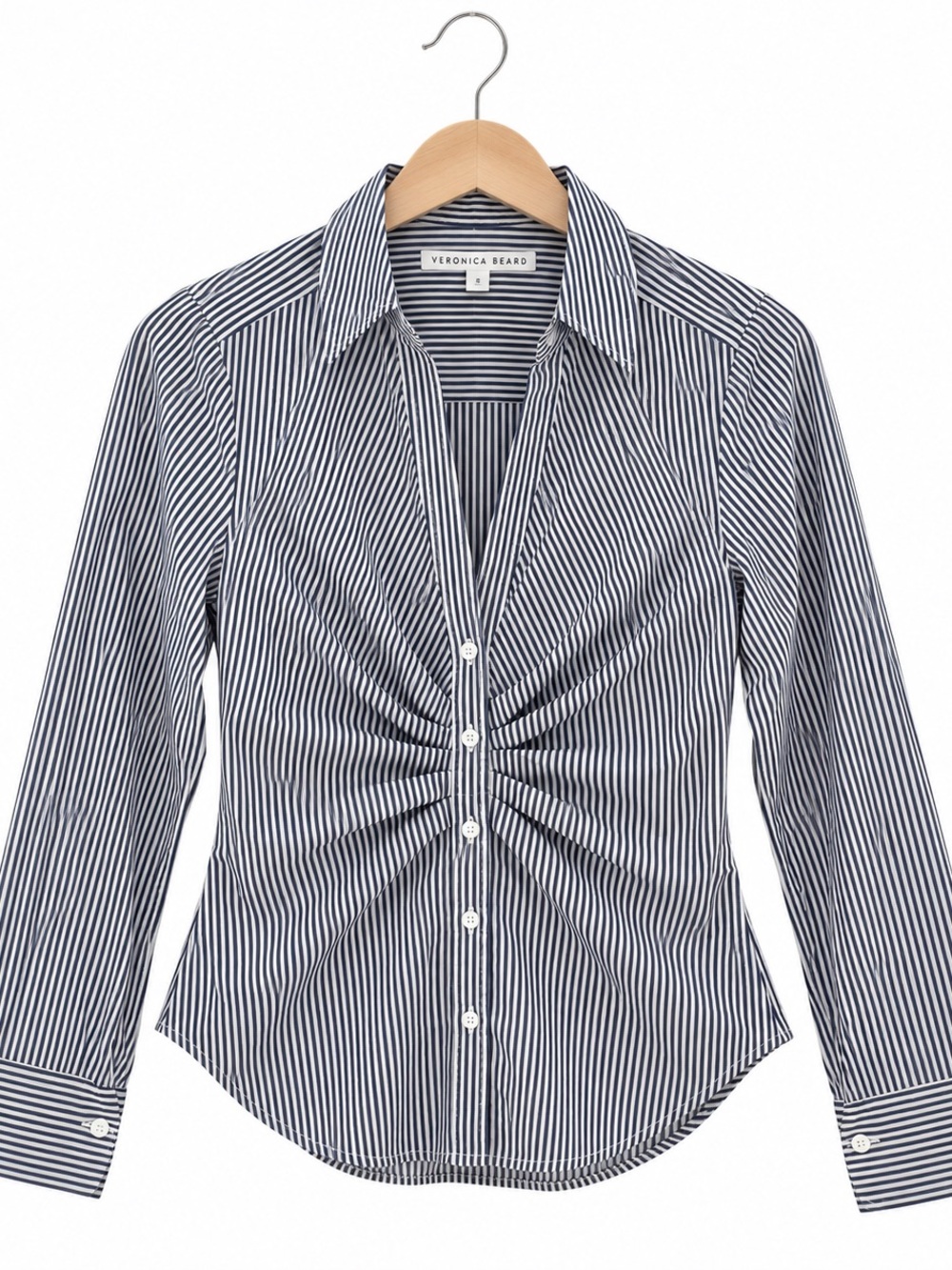 Veronica Beard Button-Up Shirt White Stripe size 10